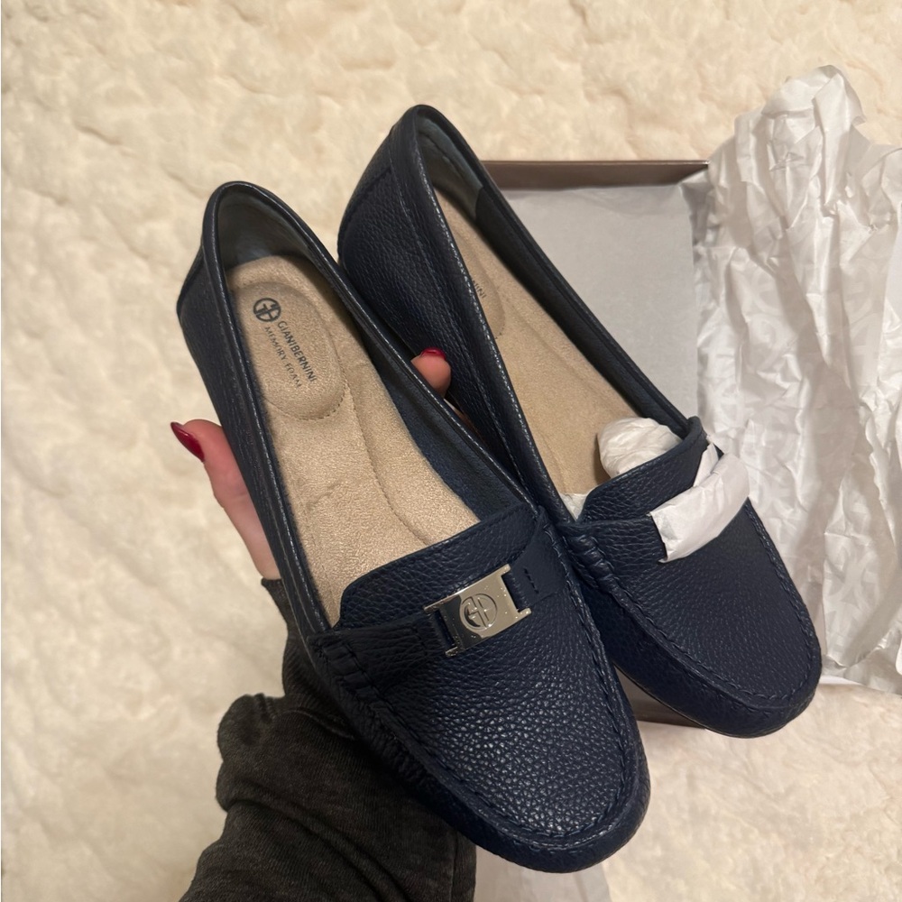 Giani Bernini Dark Blue Leather Loafers